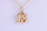 18th Birthday Necklace, Made from Solid Yellow Gold with High Polished Finish and 18 inch Gold Chain, British Hallmarked