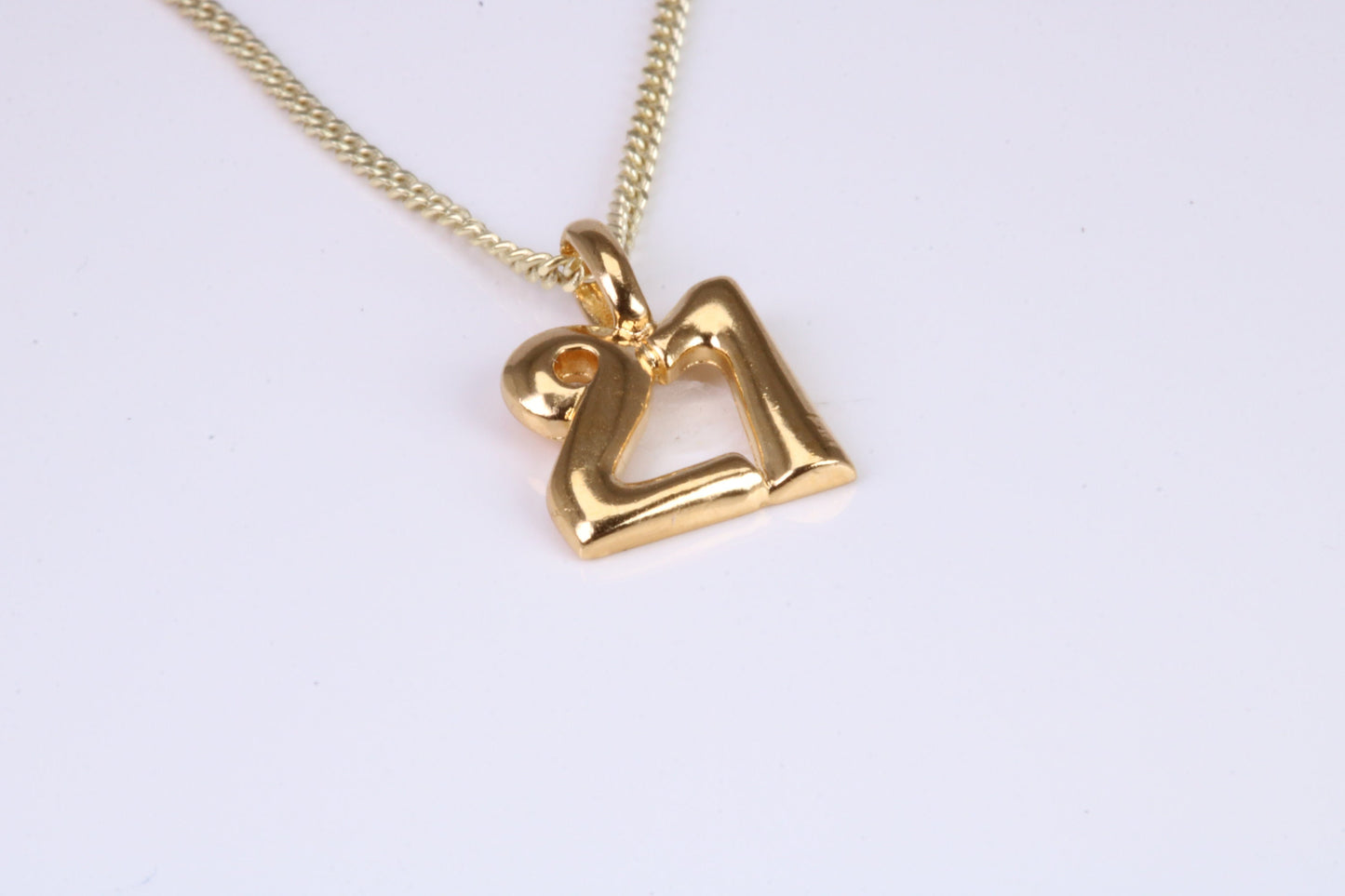 21st Birthday Necklace, Made from Solid Yellow Gold with High Polished Finish and 18 inch Gold Chain, British Hallmarked