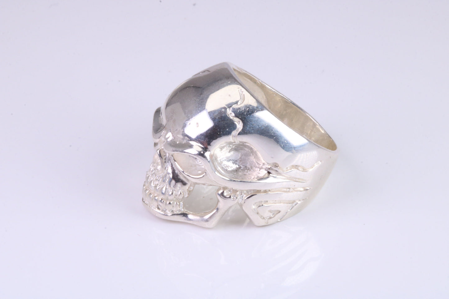 Large and heavy Skull ring, made from solid cast silver, British Hallmarked