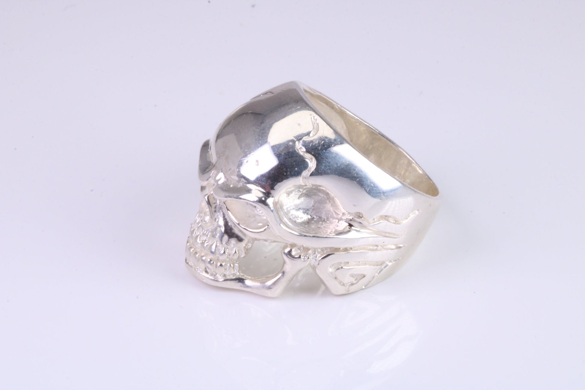 Large and heavy Skull ring, made from solid cast silver, British Hallmarked