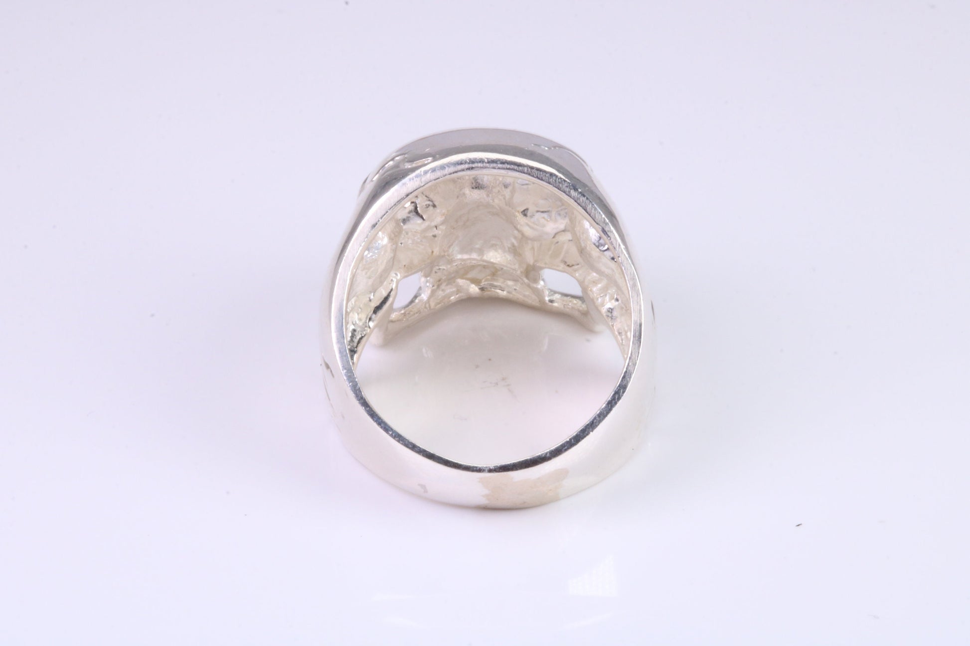 Large and heavy Skull ring, made from solid cast silver, British Hallmarked