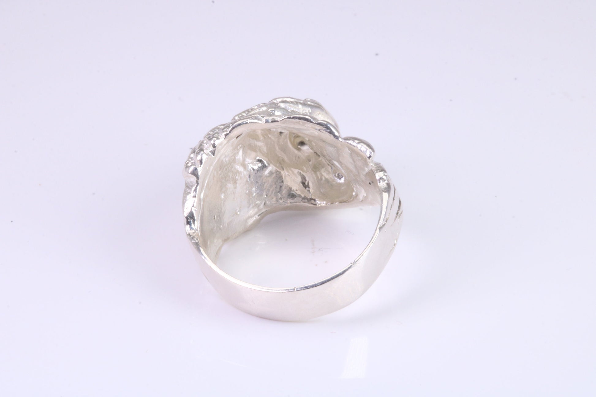Large and heavy American Eagle Head ring, made from solid cast silver, British Hallmarked