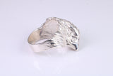 Large and heavy American Eagle Head ring, made from solid cast silver, British Hallmarked