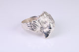 Large and heavy American Eagle Head ring, made from solid cast silver, British Hallmarked