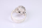 Large and heavy Wolf Head ring, made from solid cast silver, British Hallmarked