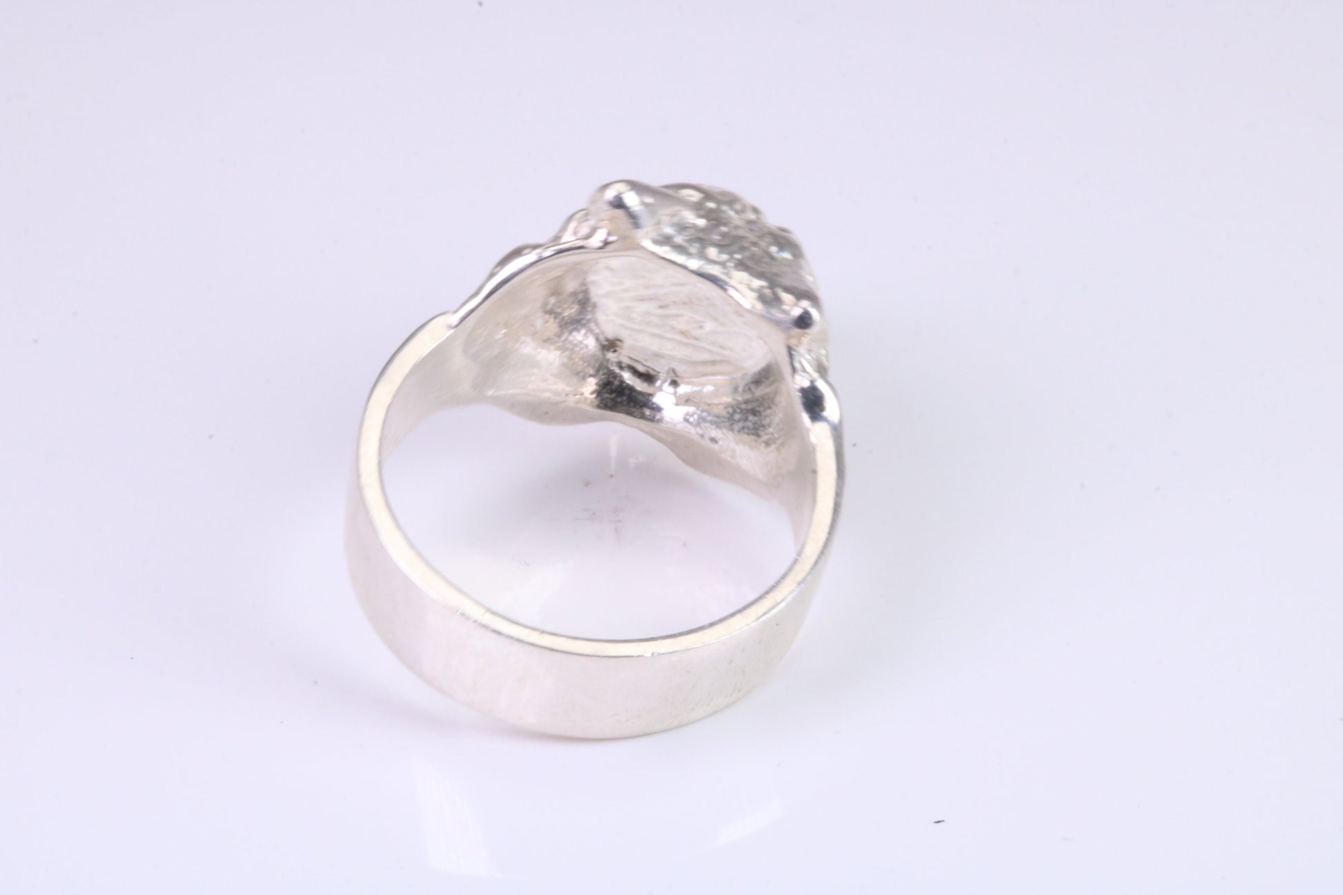 Large and heavy Wolf Head ring, made from solid cast silver, British Hallmarked