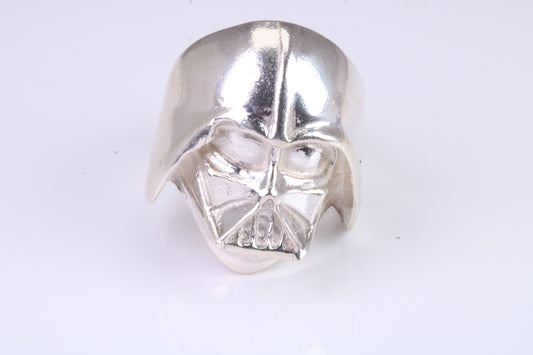 Large and heavy Darth Vader ring, sterling silver, perfect for ladies and gents. Available in silver, yellow gold, white gold and platinum