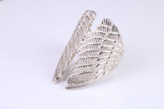 Very very large Angel Wings ring, made from solid cast silver, British Hallmarked