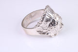 Large and heavy American Indian Head Ring, made from solid cast silver, British Hallmarked