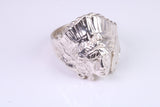 Large and heavy American Indian Head Ring, made from solid cast silver, British Hallmarked