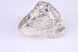 Very large detailed Skull ring, made from solid cast silver, British Hallmarked