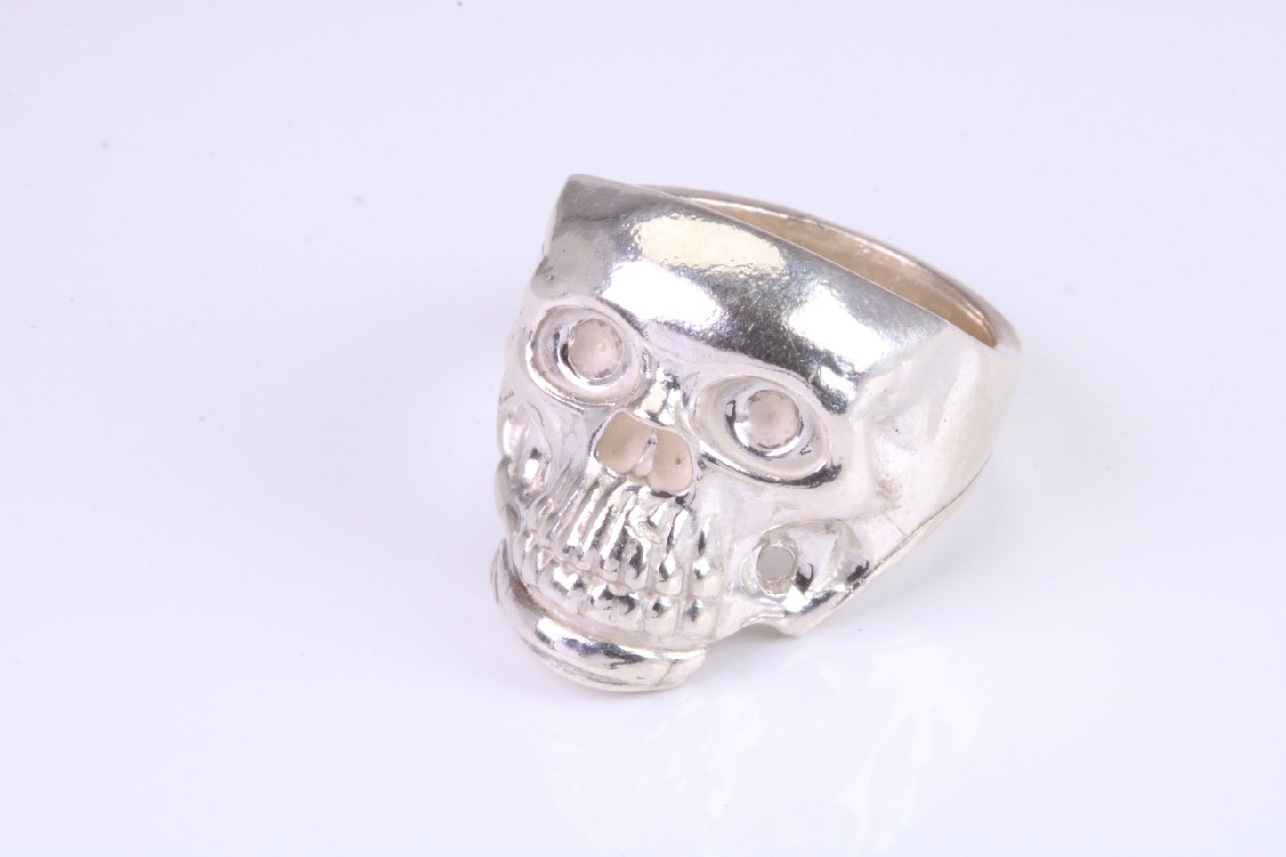 Large and heavy Skull ring, made from solid cast silver, British Hallmarked