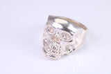 Large and heavy Skull ring, made from solid cast silver, British Hallmarked