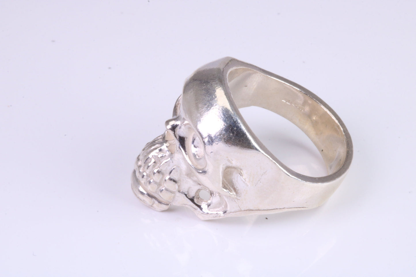 Large and heavy Skull ring, made from solid cast silver, British Hallmarked