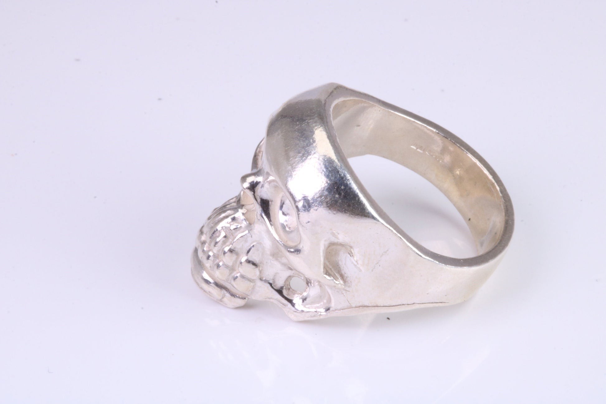 Large and heavy Skull ring, made from solid cast silver, British Hallmarked