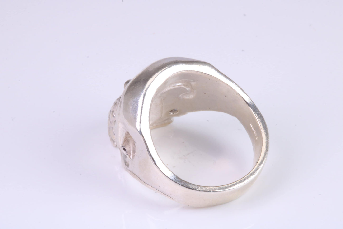 Large and heavy Skull ring, made from solid cast silver, British Hallmarked