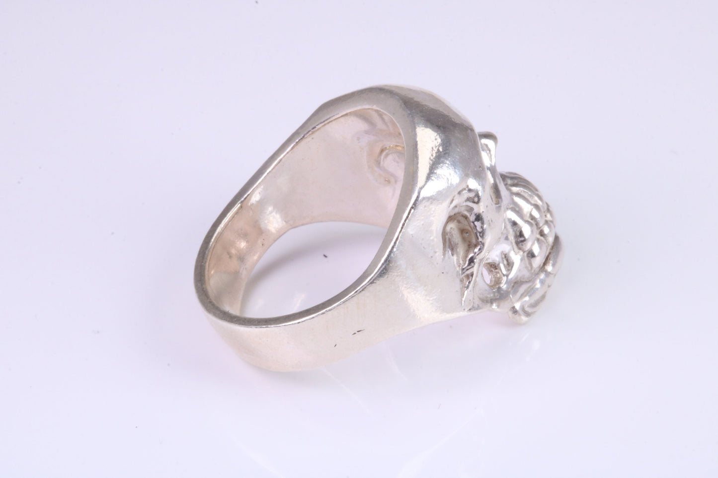 Large and heavy Skull ring, made from solid cast silver, British Hallmarked
