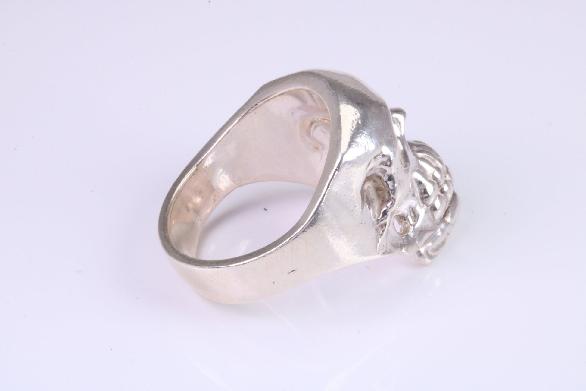 Large and heavy Skull ring, made from solid cast silver, British Hallmarked