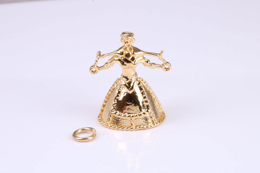 Water Carrier Charm, Traditional Charm, Made from Solid Yellow Gold, British Hallmarked, Complete with Attachment Link