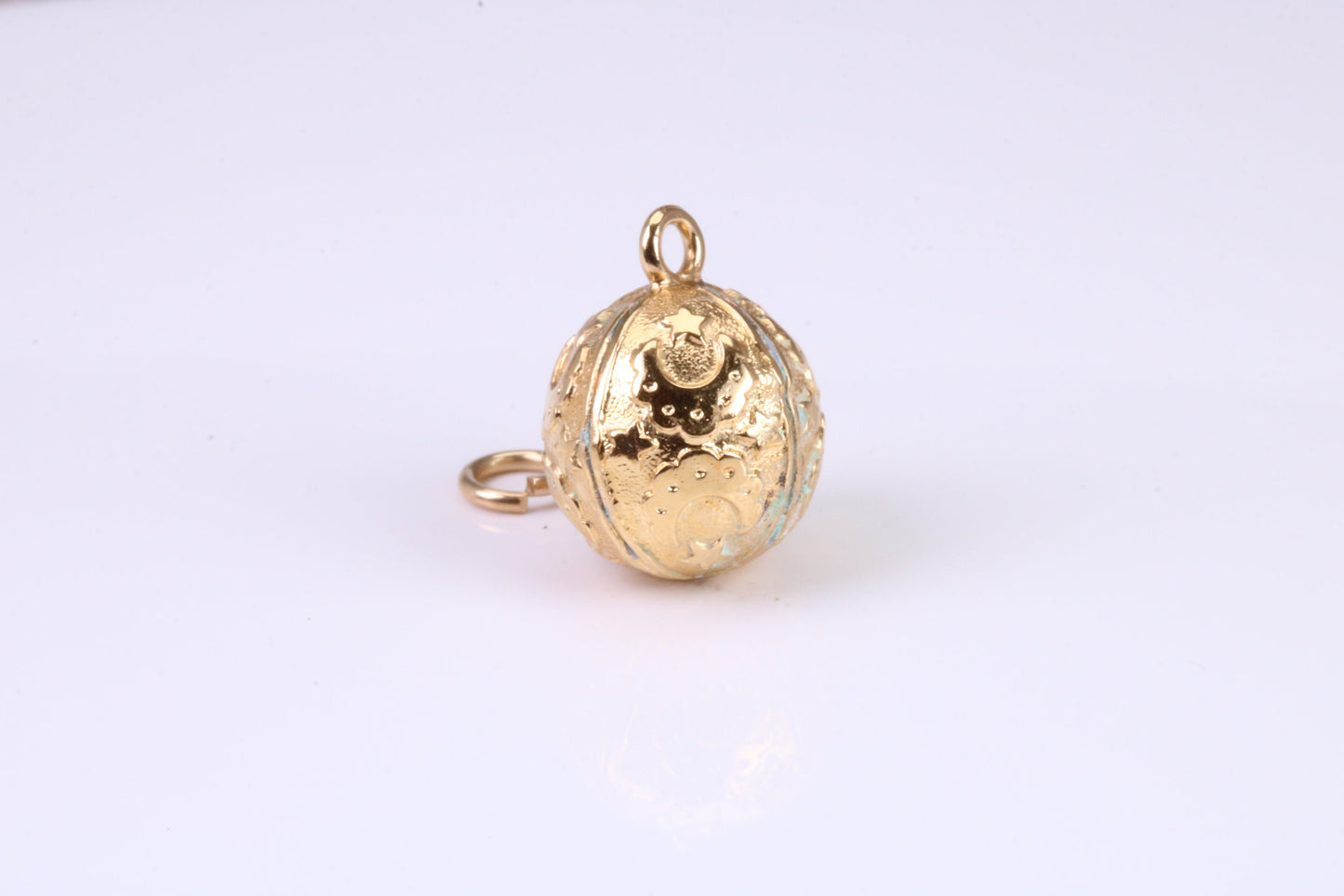 Moon and Star Sphere Charm, Traditional Charm, Made from Solid Yellow Gold, British Hallmarked, Complete with Attachment Link