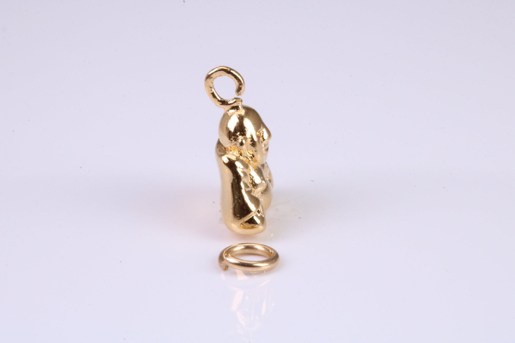 Buddha Charm, Traditional Charm, Made from Solid Yellow Gold, British Hallmarked, Complete with Attachment Link