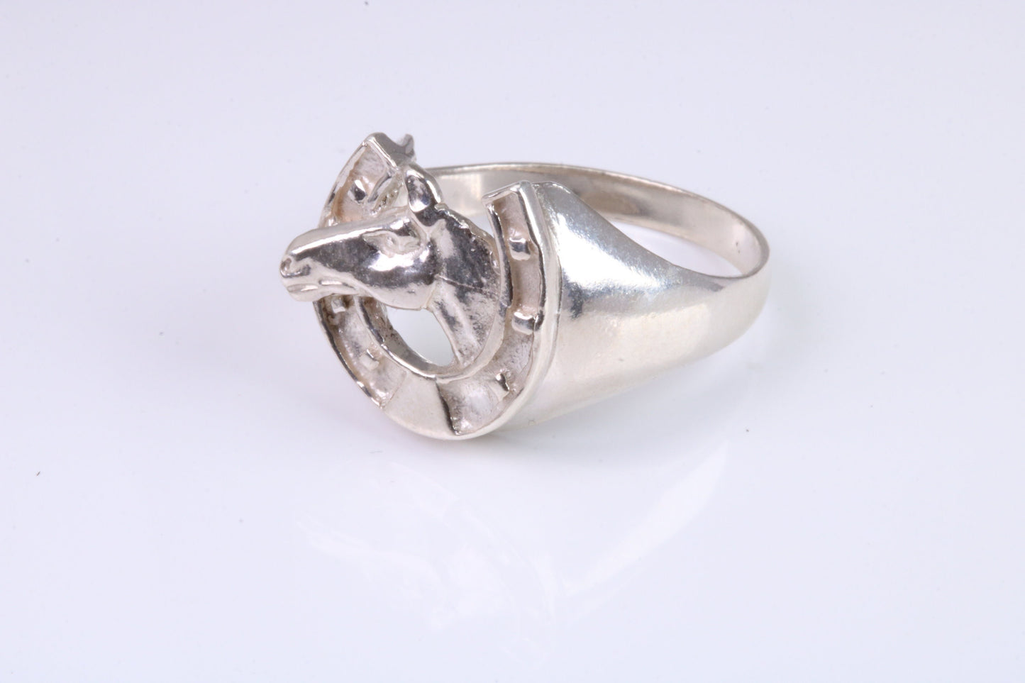 Horse Shoe ring, made from solid cast silver with high polished finish