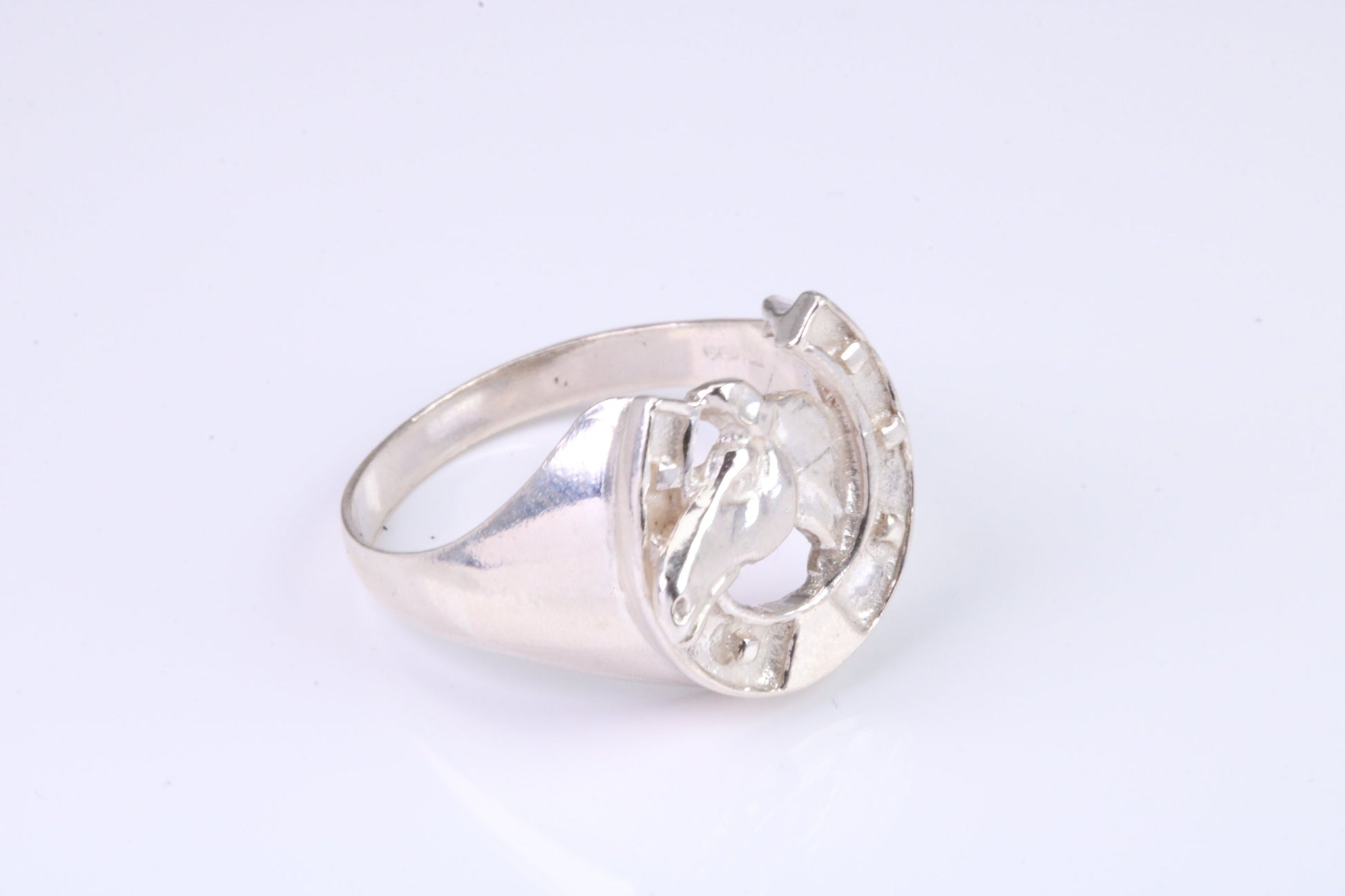 Horse Shoe ring, made from solid cast silver with high polished finish