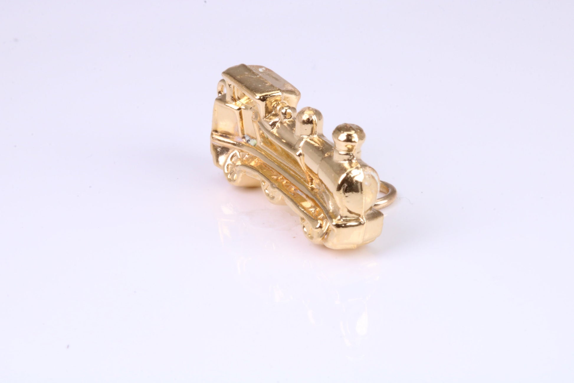 Train Charm, Traditional Charm, Made from Solid Yellow Gold, British Hallmarked, Complete with Attachment Link