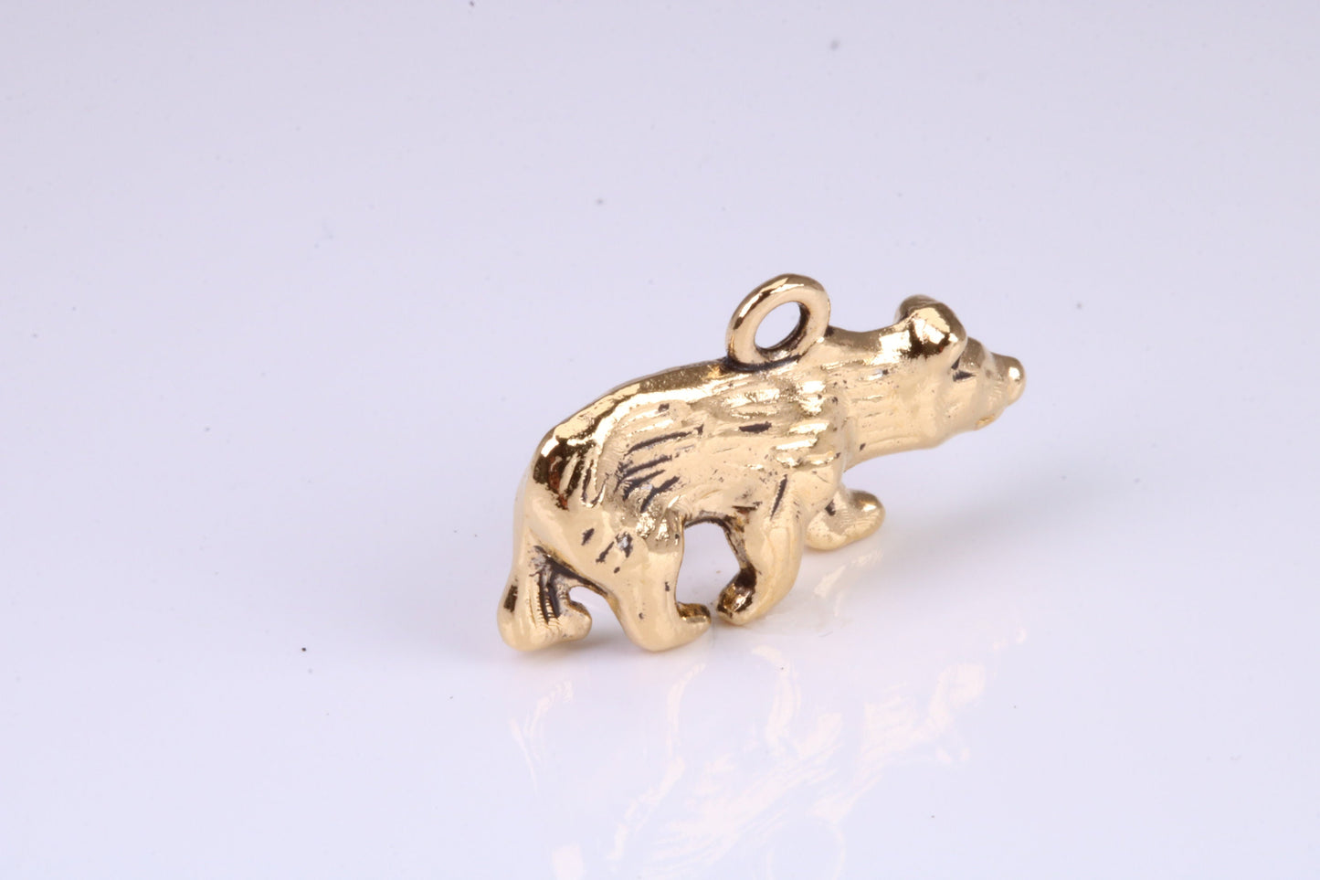 California Bear Charm, Traditional Charm, Made from Solid Yellow Gold, British Hallmarked, Complete with Attachment Link