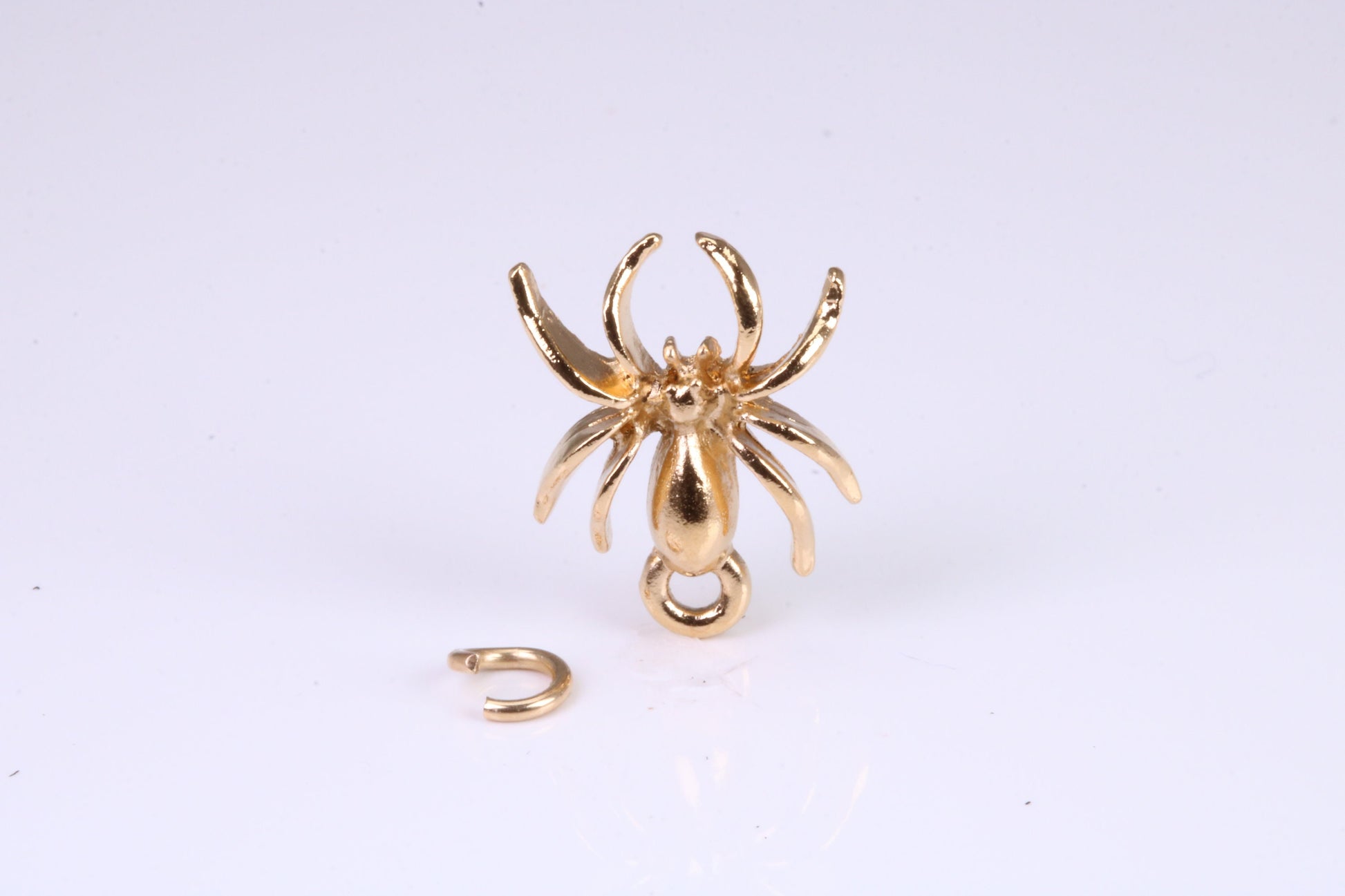 Spider Charm, Traditional Charm, Made from Solid Yellow Gold, British Hallmarked, Complete with Attachment Link