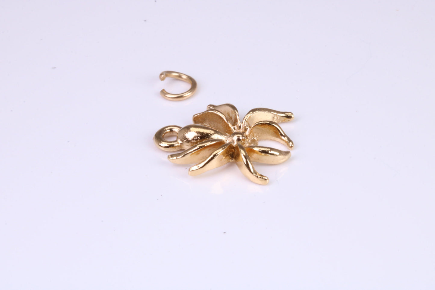 Spider Charm, Traditional Charm, Made from Solid Yellow Gold, British Hallmarked, Complete with Attachment Link