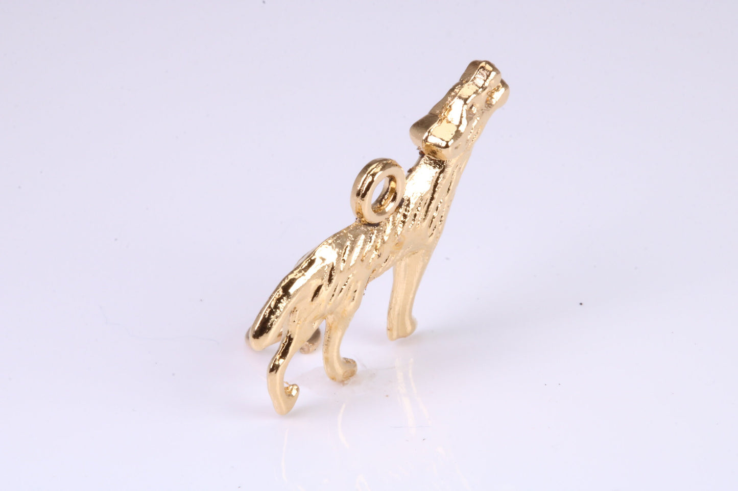 Howling Wolf Charm, Traditional Charm, Made from Solid Yellow Gold, British Hallmarked, Complete with Attachment Link