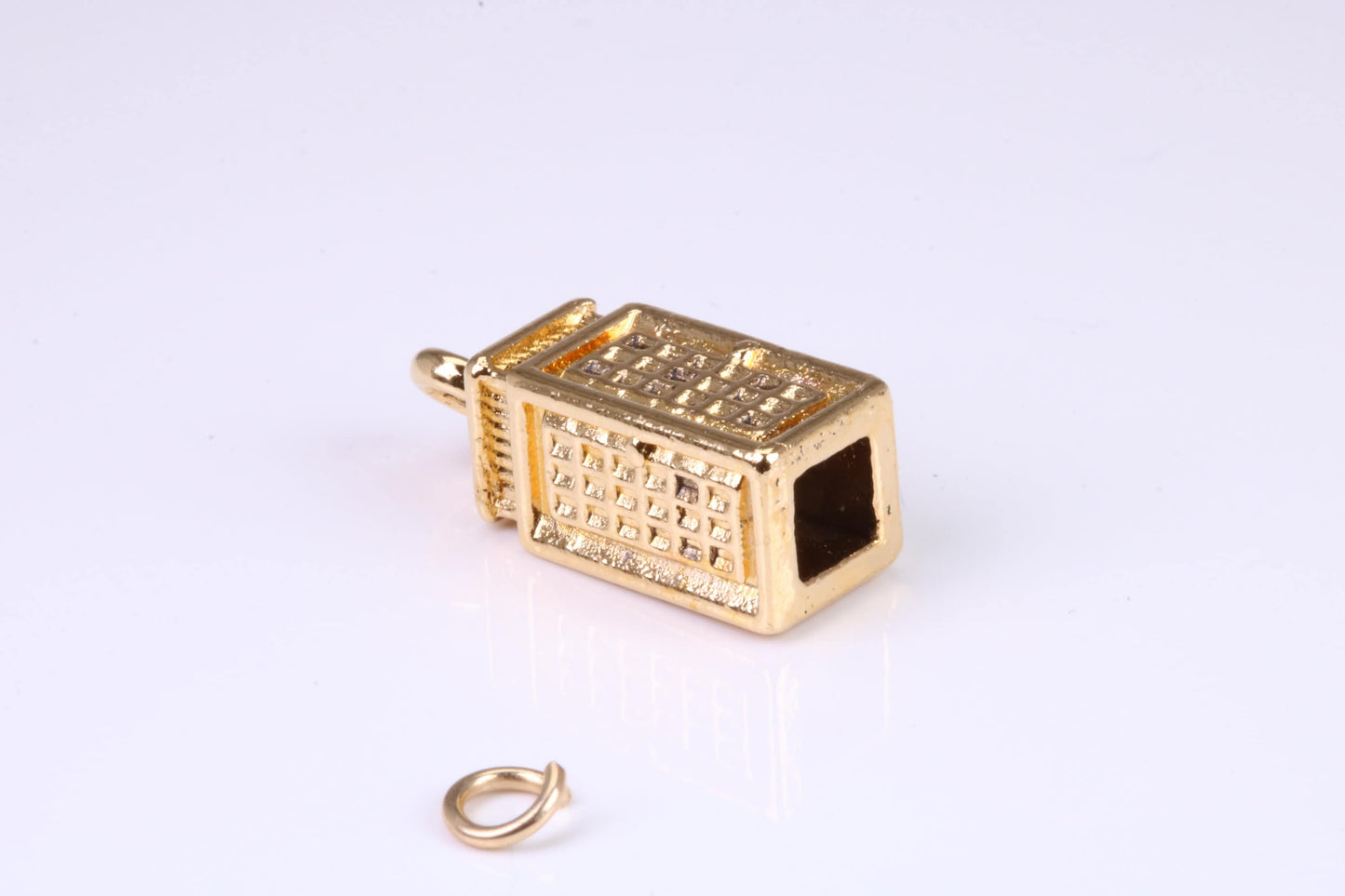 Telephone Booth Charm, Traditional Charm, Made from Solid Yellow Gold, British Hallmarked, Complete with Attachment Link