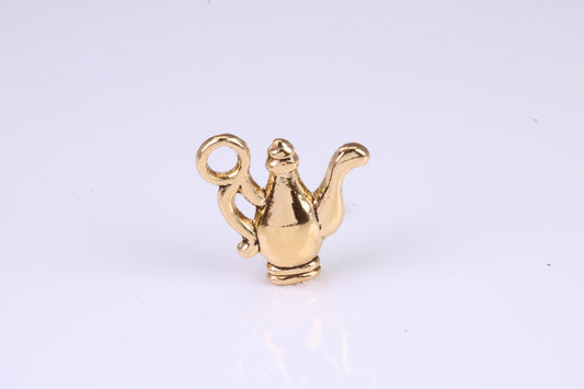 Teapot Charm, Traditional Charm, Made from Solid Yellow Gold, British Hallmarked, Complete with Attachment Link