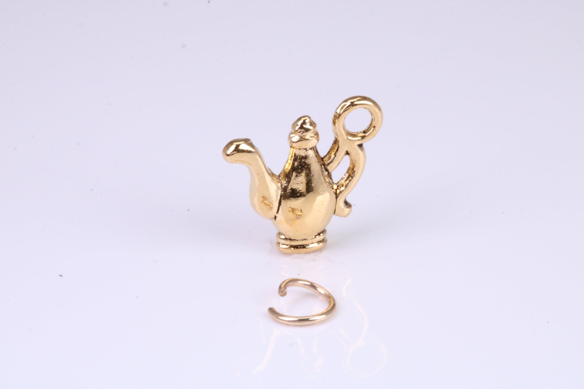 Teapot Charm, Traditional Charm, Made from Solid Yellow Gold, British Hallmarked, Complete with Attachment Link