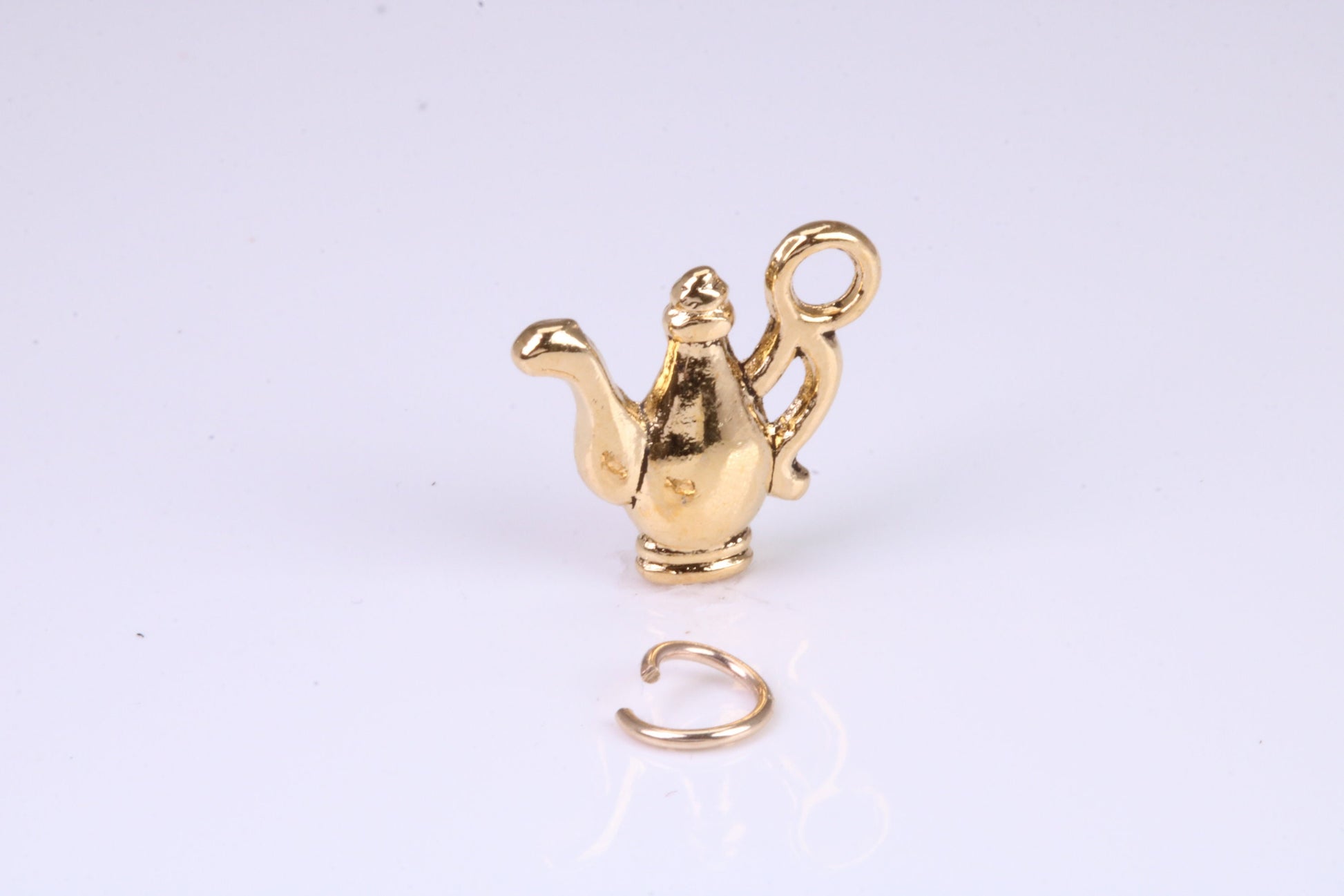 Teapot Charm, Traditional Charm, Made from Solid Yellow Gold, British Hallmarked, Complete with Attachment Link