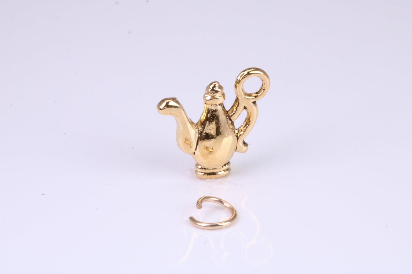 Teapot Charm, Traditional Charm, Made from Solid Yellow Gold, British Hallmarked, Complete with Attachment Link