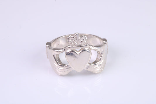 Simple Claddagh Ring, made from solid cast silver with high polished finish