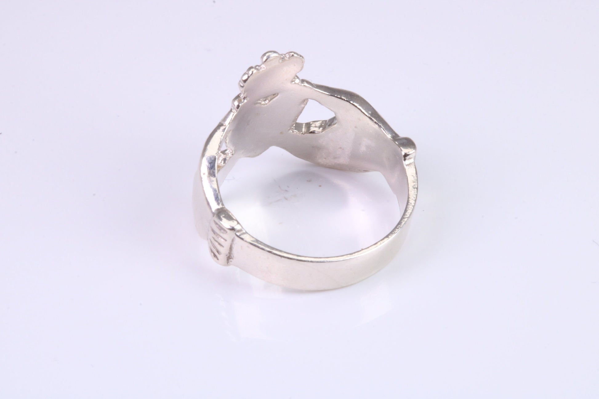 Simple Claddagh Ring, made from solid cast silver with high polished finish