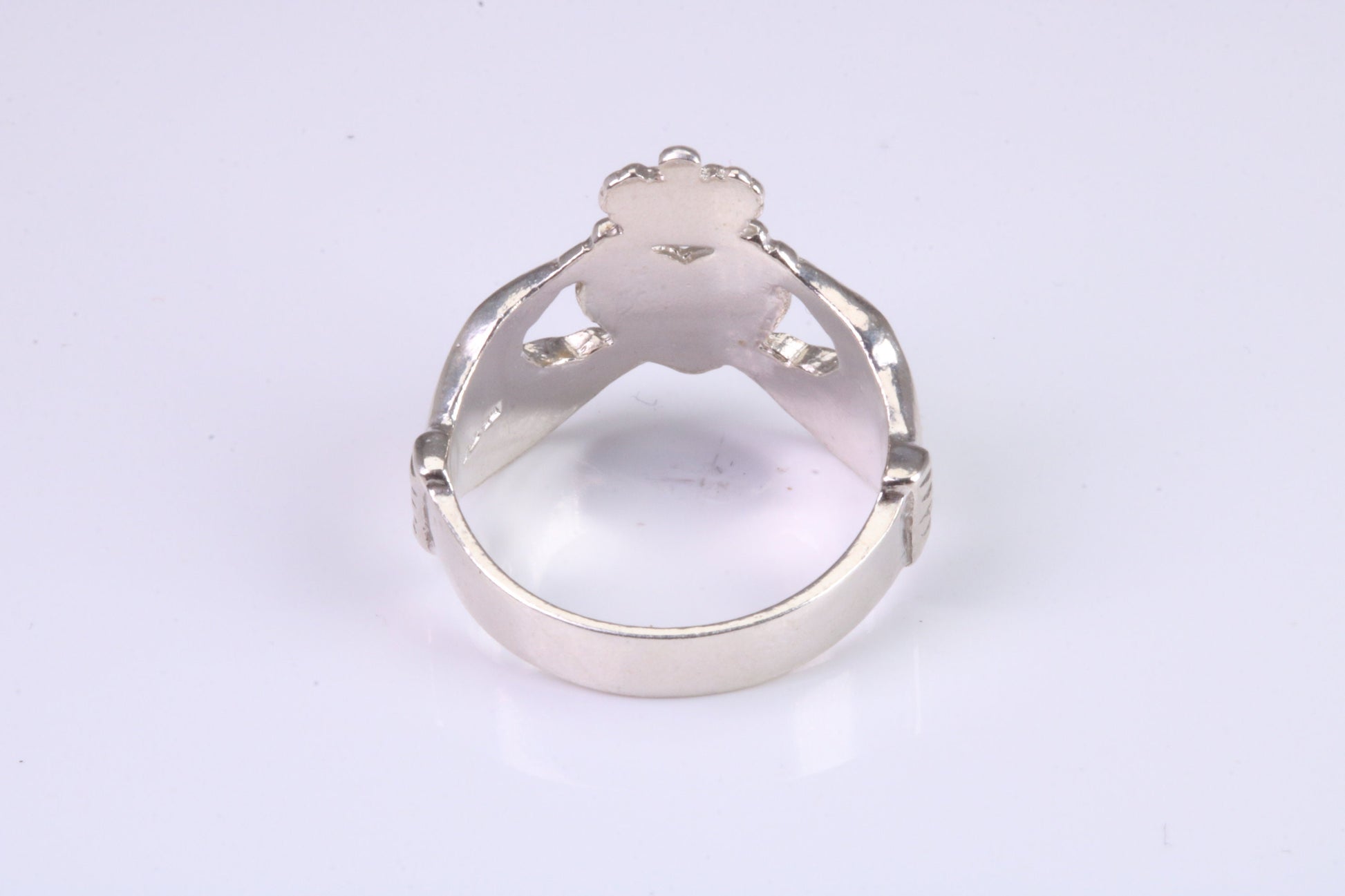 Simple Claddagh Ring, made from solid cast silver with high polished finish
