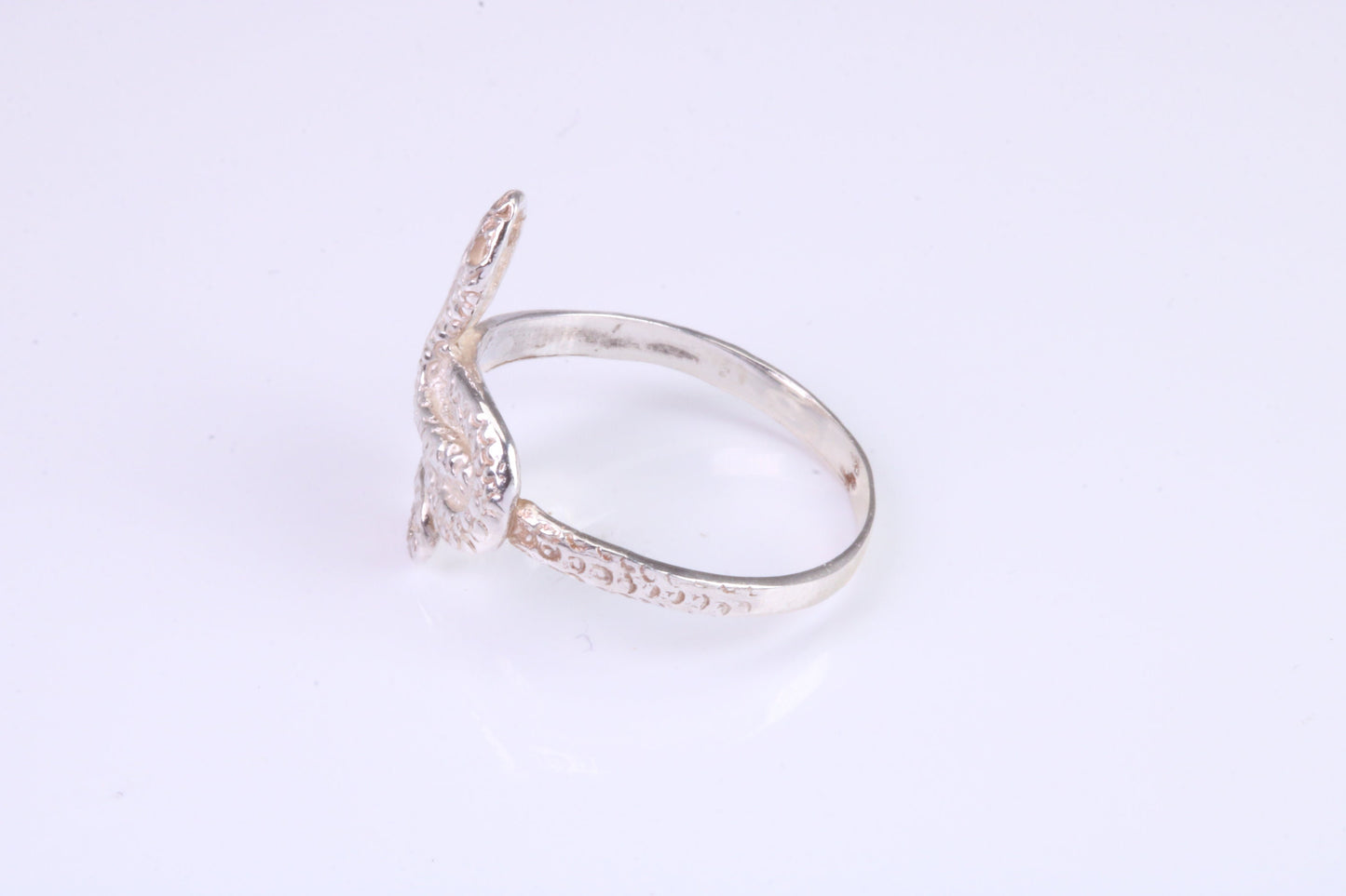 Snake ring, solid silver with high polished finish