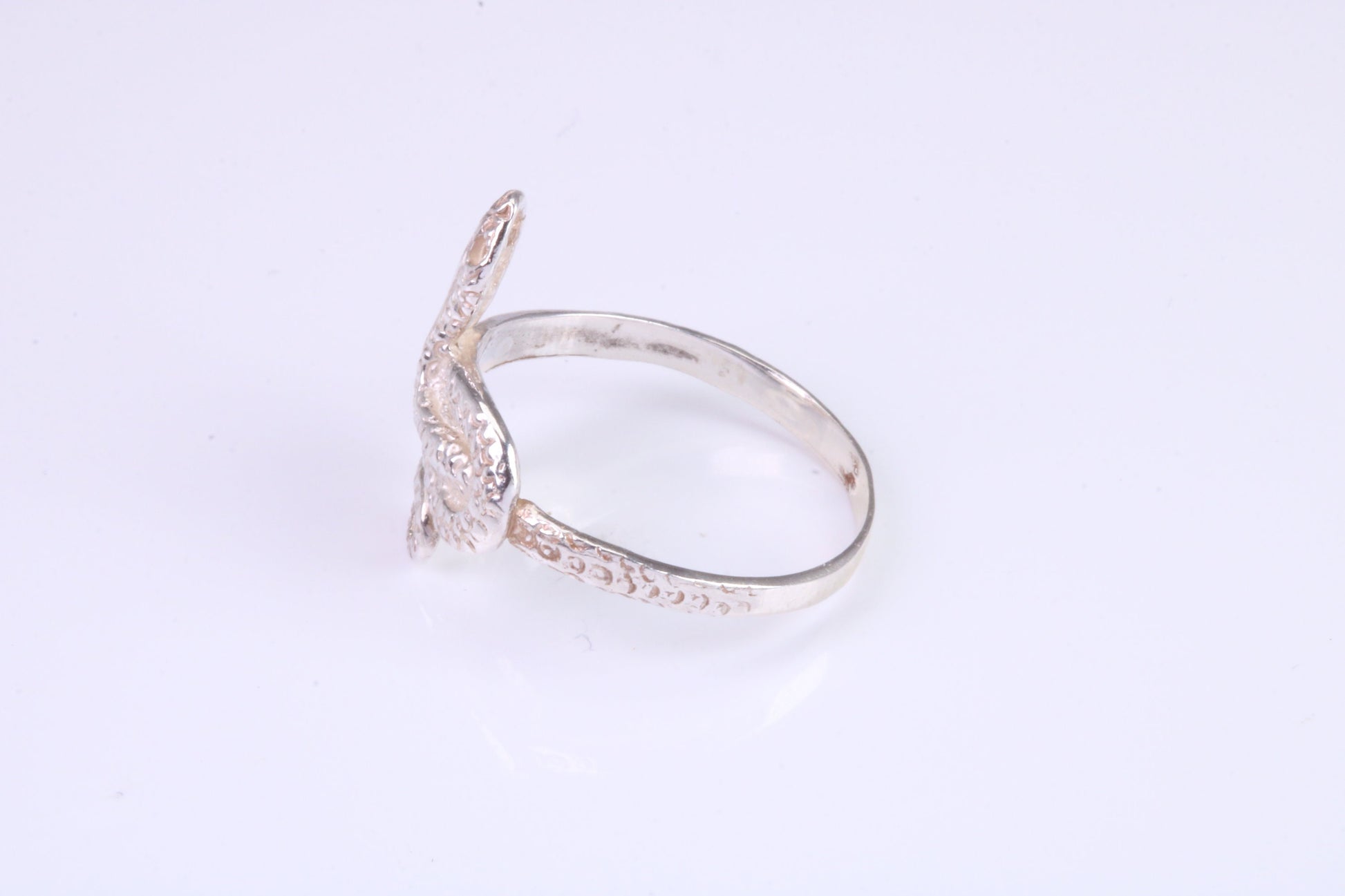 Snake ring, solid silver with high polished finish