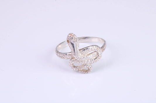 Snake ring, solid silver with high polished finish