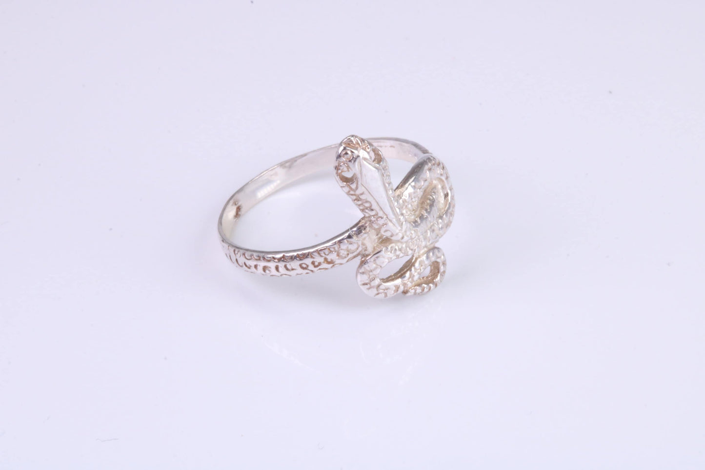 Snake ring, solid silver with high polished finish