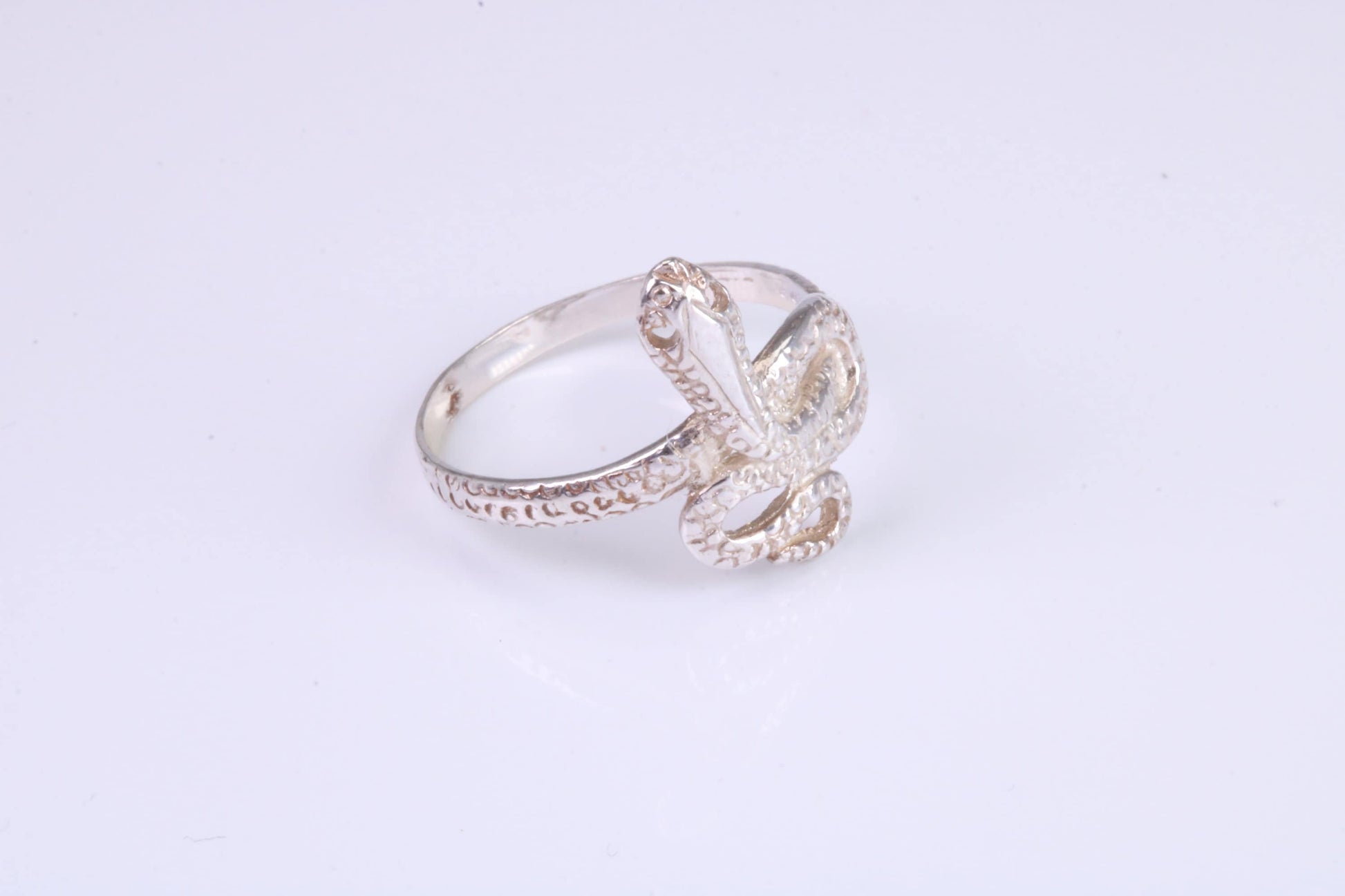 Snake ring, solid silver with high polished finish