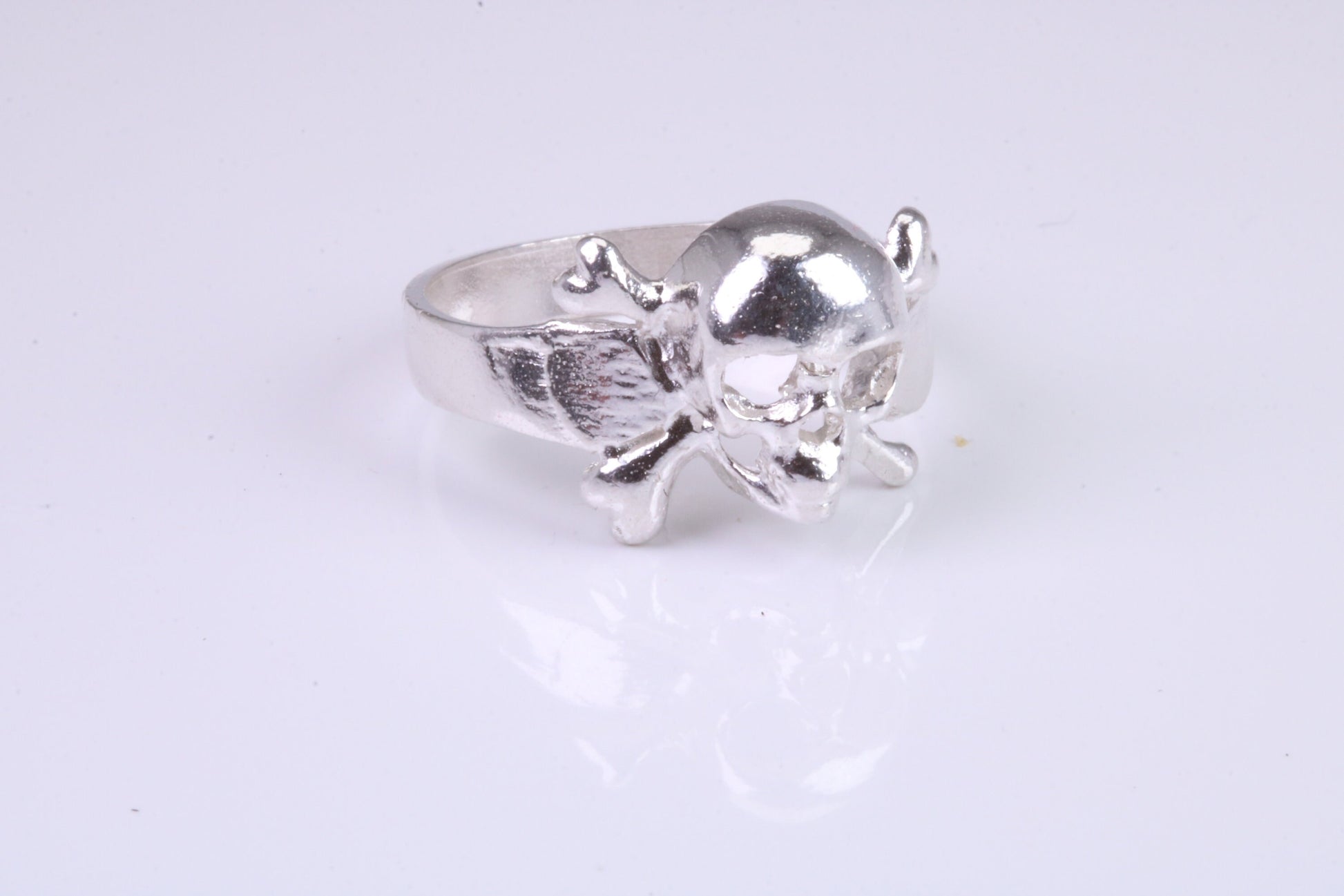 Skull and Bones Ring, made from solid cast sterling silver