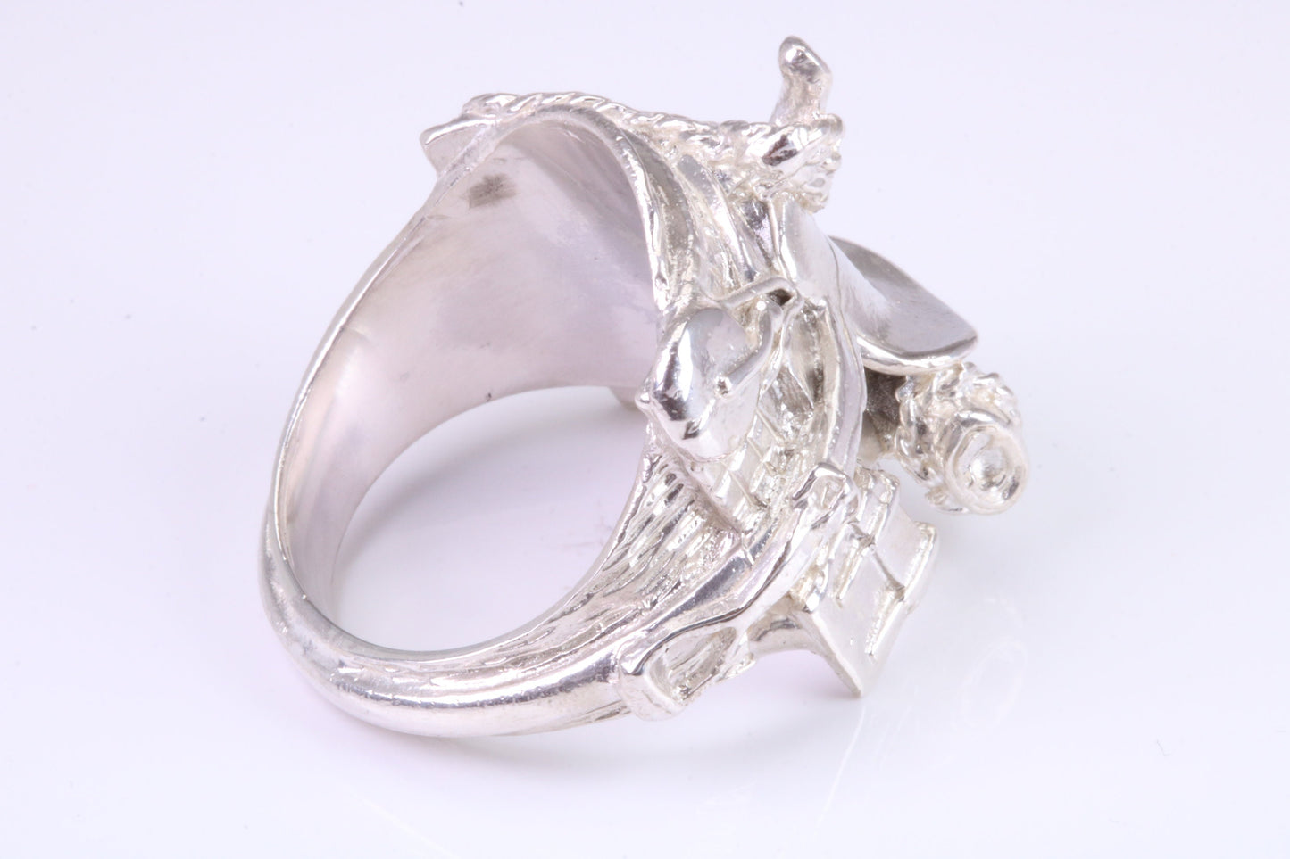 Very large and very very heavy Saddle ring, made from solid cast silver, British Hallmarked