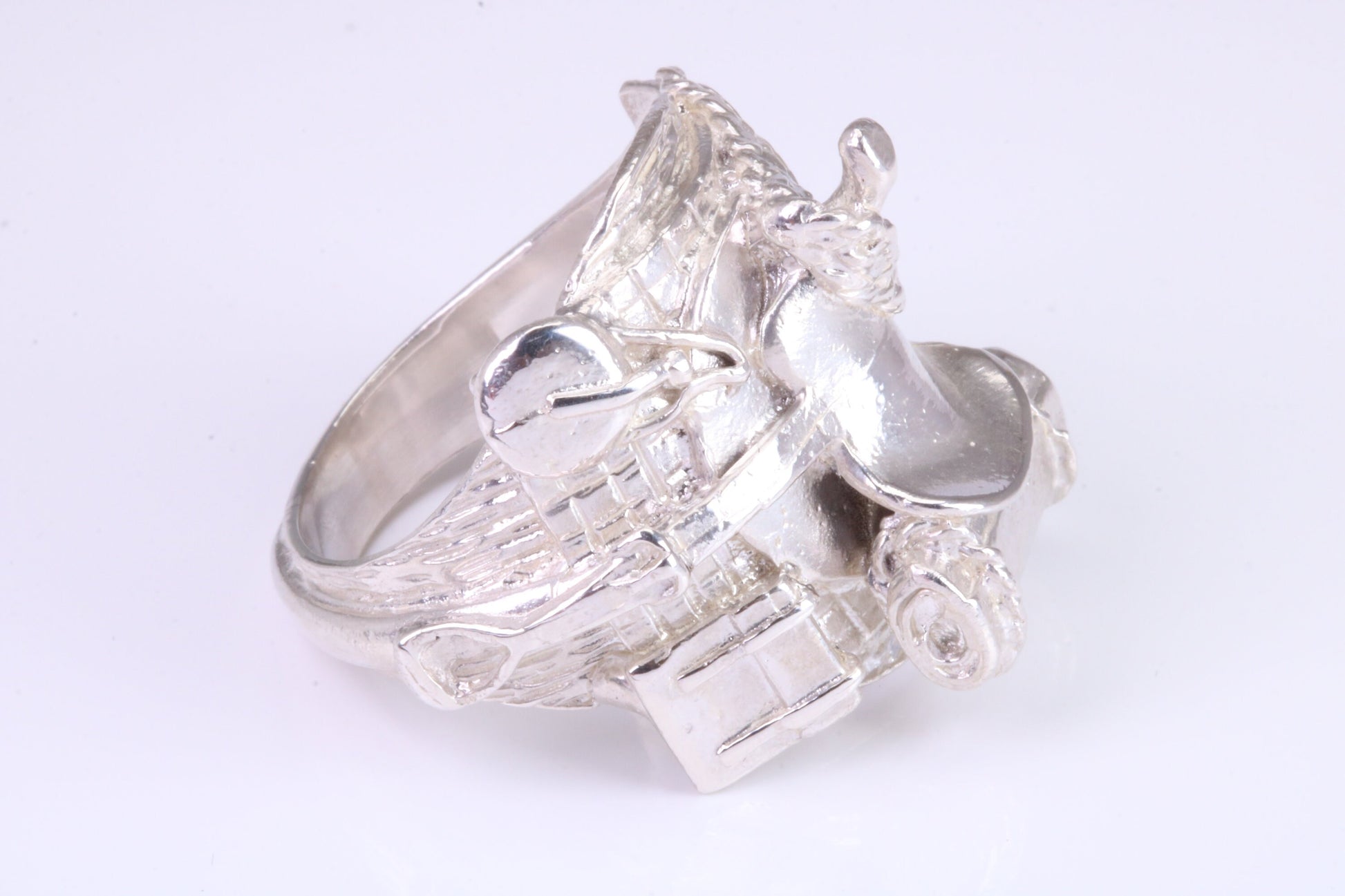 Very large and very very heavy Saddle ring, made from solid cast silver, British Hallmarked