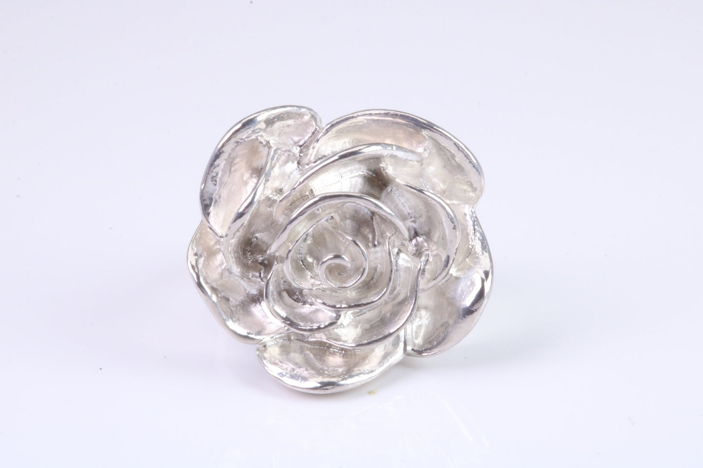 Large Chunky Rose Ring, made from solid cast silver, British Hallmarked