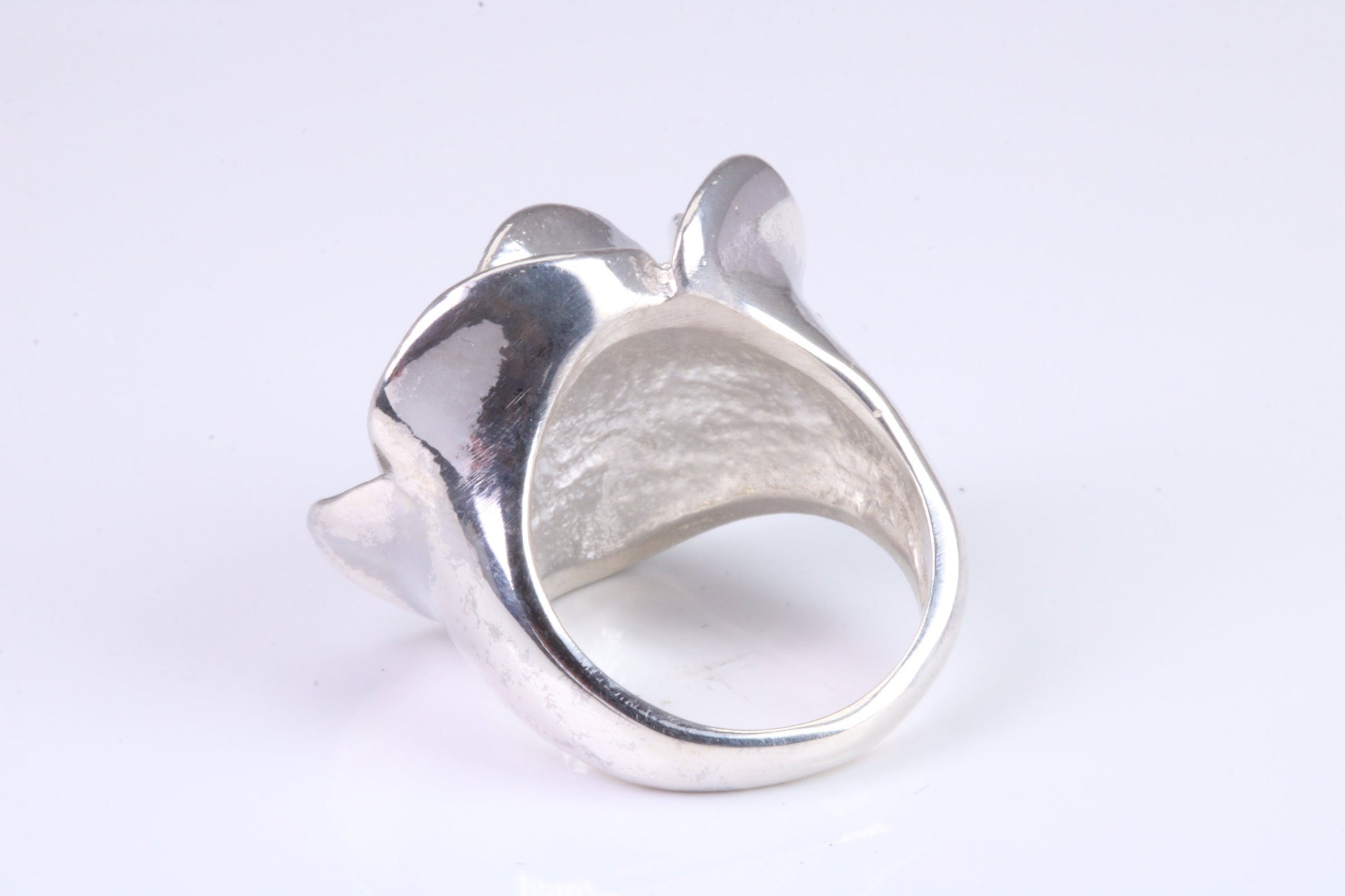 Large Chunky Rose Ring, made from solid cast silver, British Hallmarked